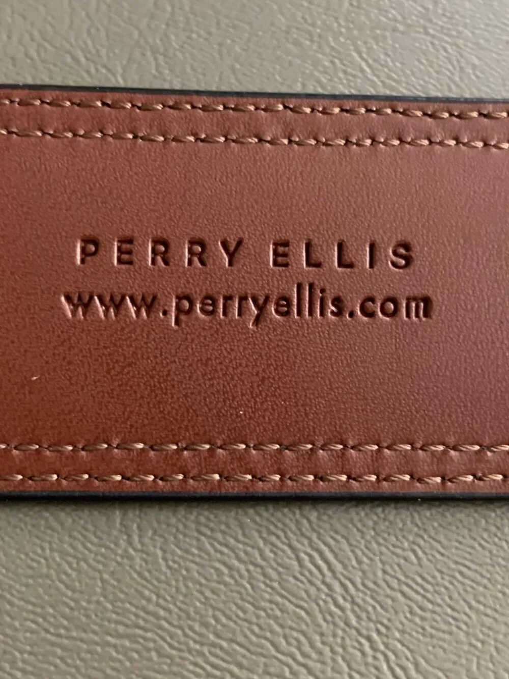 Perry Ellis Portfolio Men's Madras Bonded Leather Dress Belt, Black, XL 42-44